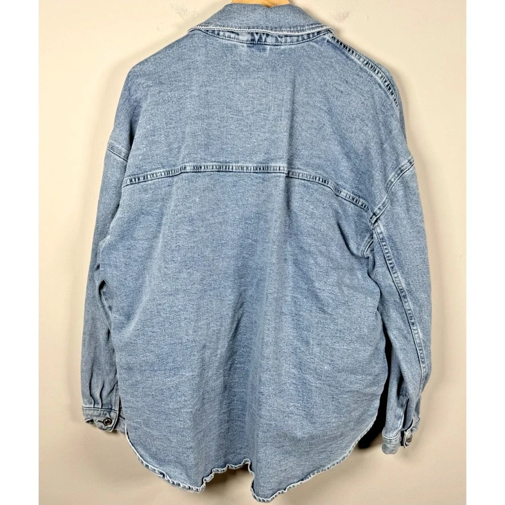Abercrombie & Fitch Oversized Denim Shirt Jacket Shacket Light Wash Extra Large - Picture 6 of 9